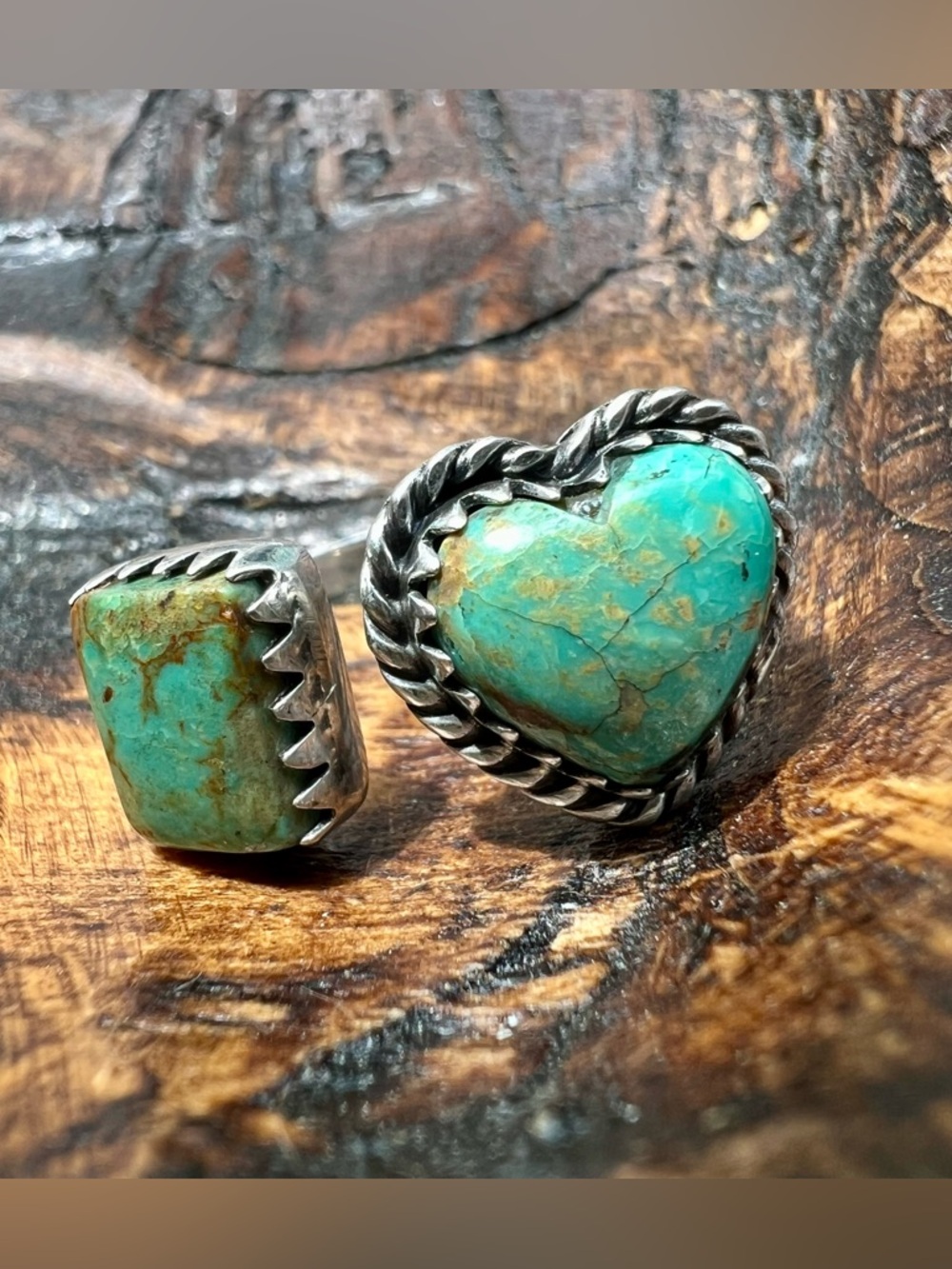 Kingman Turquoise Heart Bypass Ring 925 Sterling Silver Size 8